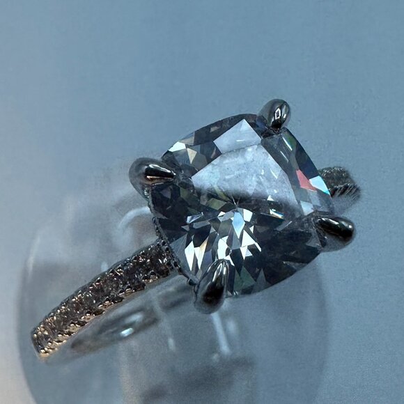 Womens Silver Plated Brass Ring Cubic Zirconia - Picture 11 of 15